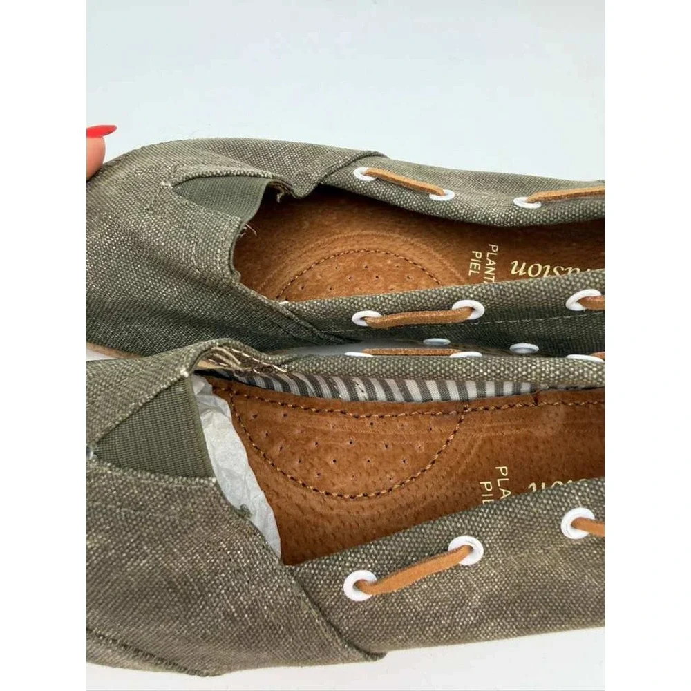 Slip-On Canvas Espadrille Shoes Lightweight Flat Women -‎ Khaki - Size 39 US 8.5